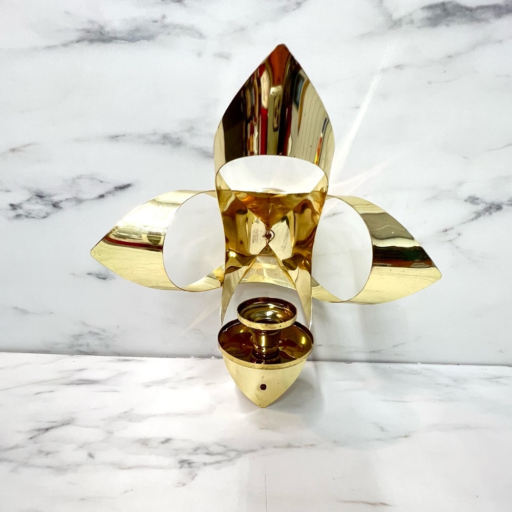 Vintage mascot gold metal wall candle holder mcm wall decor retro